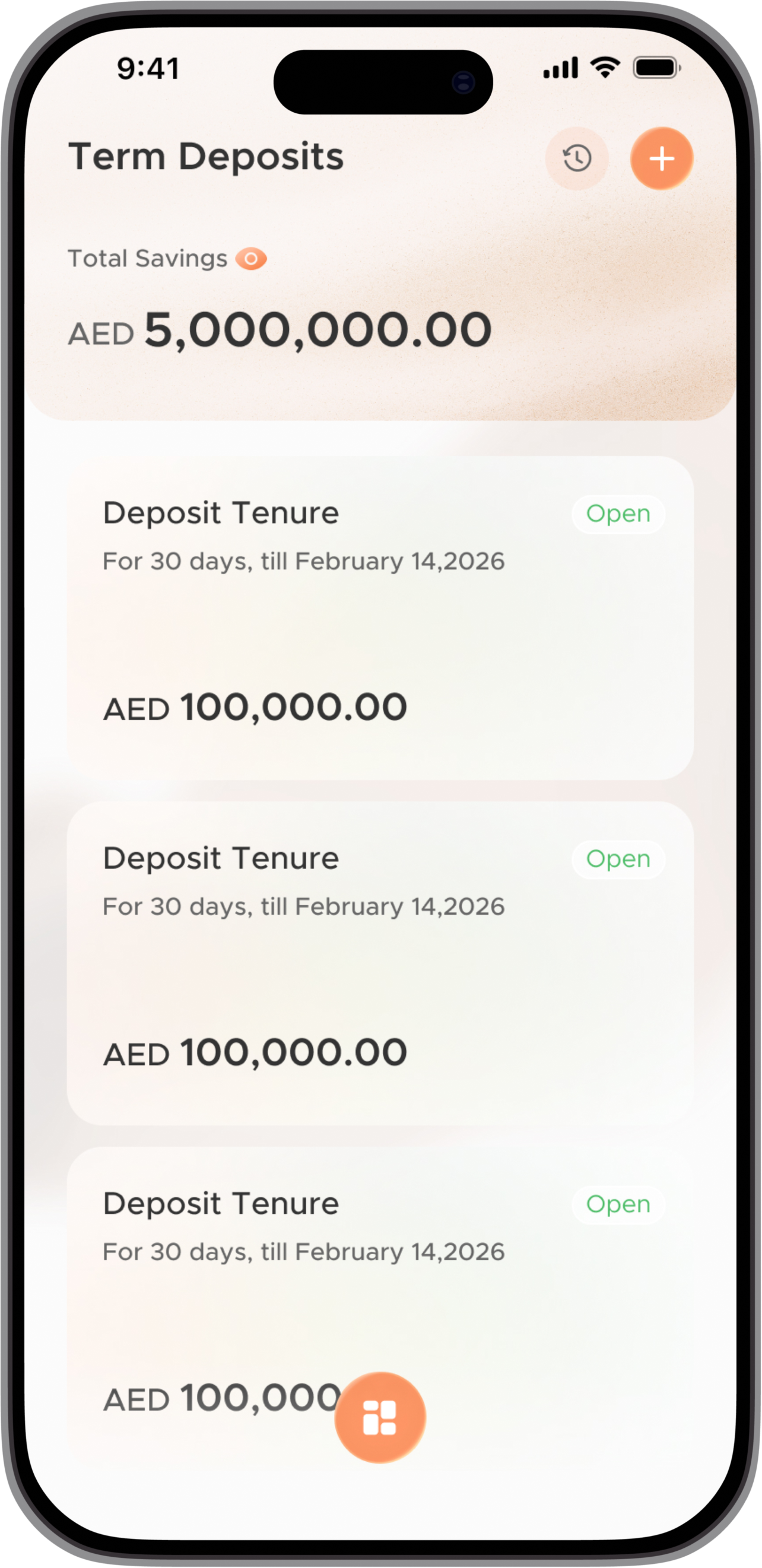 Zand Wealth App Term deposits screen