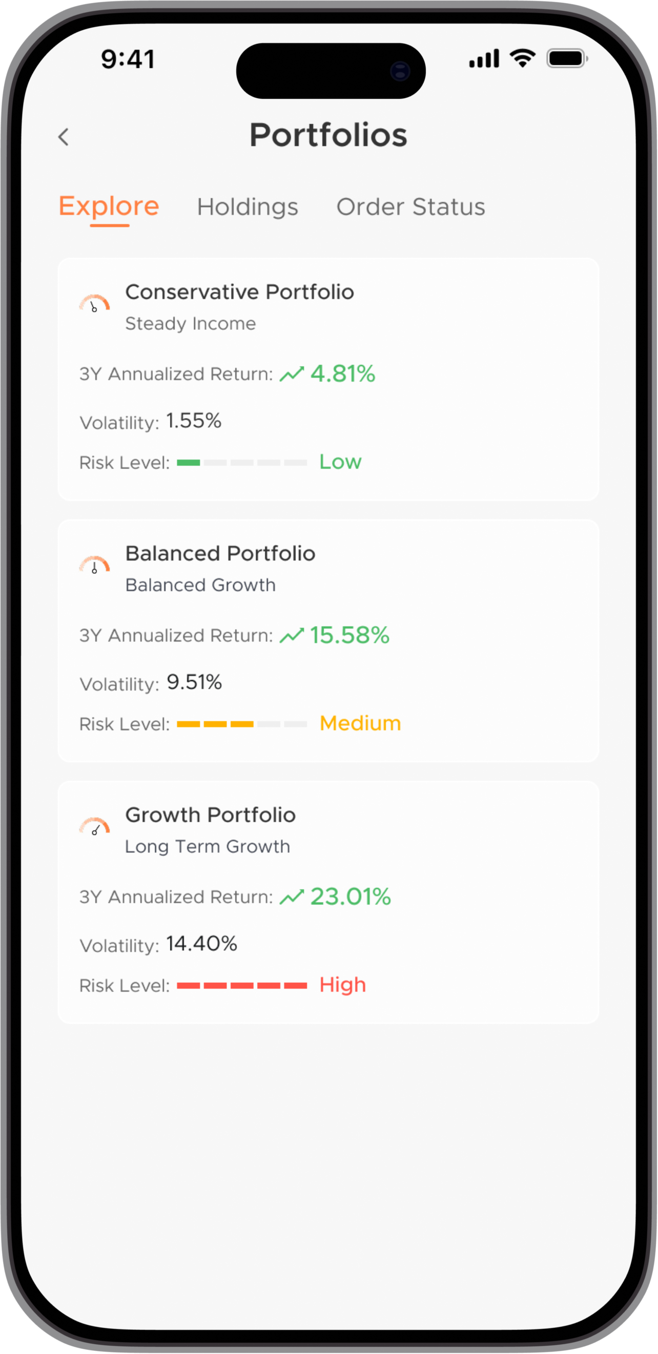 Zand Wealth App Model portfolios screen